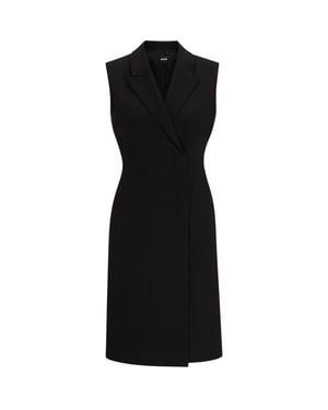 Women's Boss V-Neck Knee Length Wrap Dress in Black