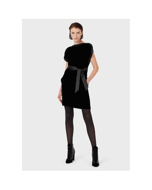 Women's Emporio Armani EA7 Boat Neck Mini Bodycon Dress in Black