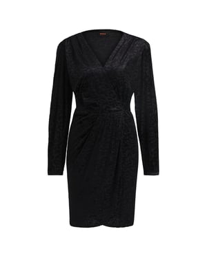 Women's Boss Edevoras V-Neck Long Sleeve Knee Length Dress in Black