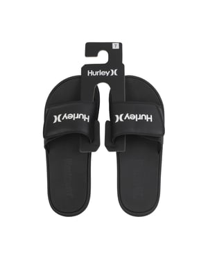 Men's Hurley Vel Flip Slides Sandals in Black /White