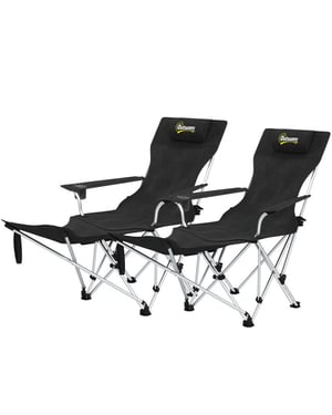 4goodz Set van 2 opvouwbare campingstoelen met afneembare voetsteun en bekerhouder -