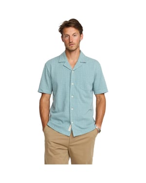 Revolution Jacquard short-sleeved cuban shirt dustblue
