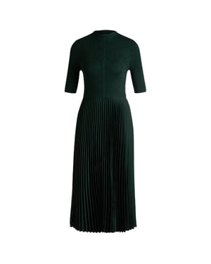Women's Boss Fireanami Mock Neck Short Sleeve Midi Dress in Open Green