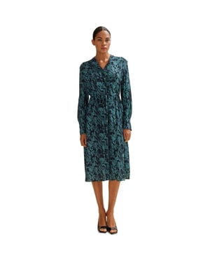 Women's Boss Collared Neck Midi Dress in Open Misc