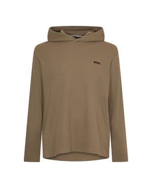 Men's Boss Bw Waffle Hoodie, Texture Design in Open Brown 245