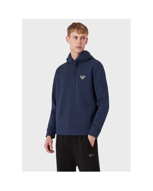 Men's Emporio Armani EA7 Hooded Regular Fit Sweatshirt in Royal Blue
