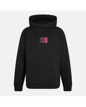 Men's Hugo Hooded Neck Drop Shoulder Sweatshirt in Black 001