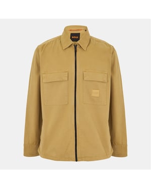 Men's Boss Lovel Zipped Overshirt in Medium Beige