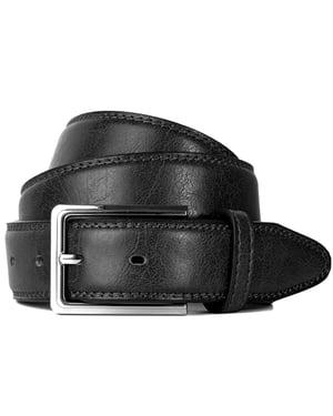 Men’s Leather Lined Belt 1.25″ Classic Belt with Silver Buckle in Black