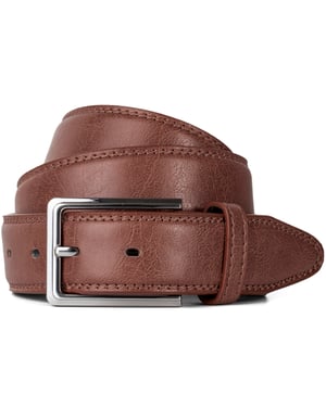 Men’s Leather Lined Belt 1.25″ Classic Belt with Silver Buckle in Brown