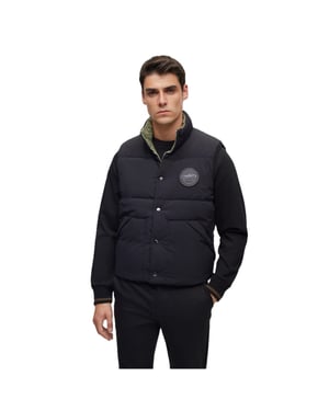 Men's Boss Solid Patterned Regular Fit Gilet in Black
