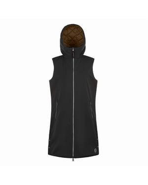 Women's Museum Solid Patterned Hooded Gilet in Black