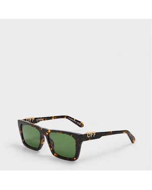 Accessories Off White Albany Square Full Rim Sunglasses in Havana/Green