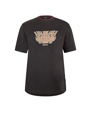 Men's Boss Embroidered Crew Neck Short Sleeve T-Shirt in Black