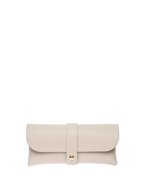 Roberta M Beige Rundleer zonnebril hoesje