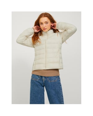 Women's JJXX Solid Patterned Puffer Jacket in Seedpearl