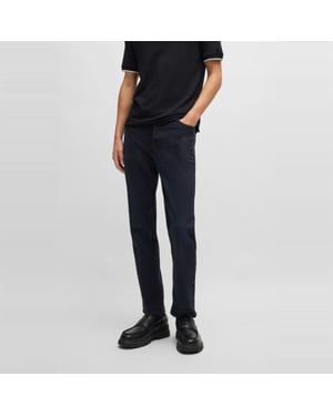 Men's Hugo Tapered Fit Five Pocket Jeans in Dark Blue
