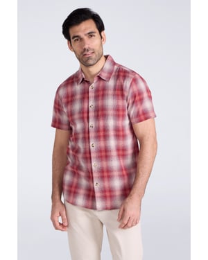 'Weekender' Men's Short Sleeve Shirt 100% Cotton Lightweight Breathable Top Red
