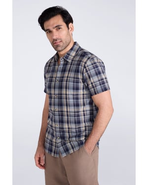 'Weekender' Men's Short Sleeve Shirt 100% Cotton Lightweight Breathable Top Pale Blue