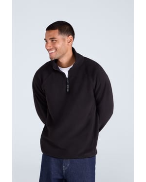 'Stockholm' Men's Fleece Jacket Half Zip Warm Cosy Sweater Black