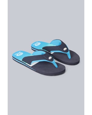 'Jekyl' Men's Flip Flops with Soft Padded Upper straps Slip-on Beach Sandals Outdoors Dark Blue