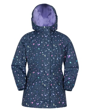 'Dale' Kids Printed Jacket with Taped Seams Multiple Pockets Waterproof Everyday Coat Navy