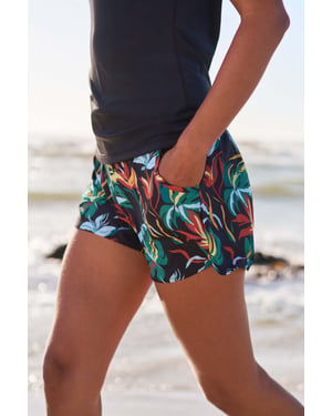 Women's Patterned Boardshorts Quick Dry UV Protection Stretchy Trunks Black