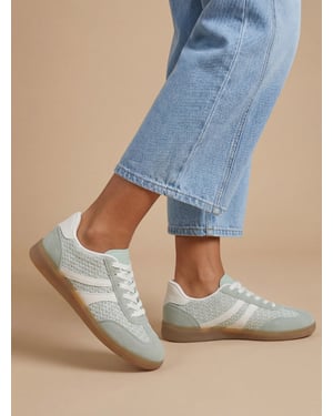 Jackie Faux Suede Striped Lace Up Trainers