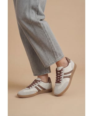 Jackie Faux Suede Striped Lace Up Trainers