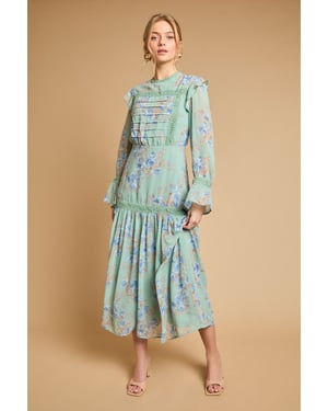 Pin Tuck Detail Midi Dress