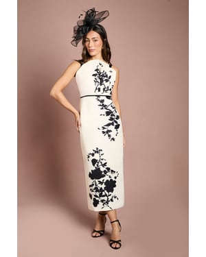 Printed Floral Pencil Midi Dress