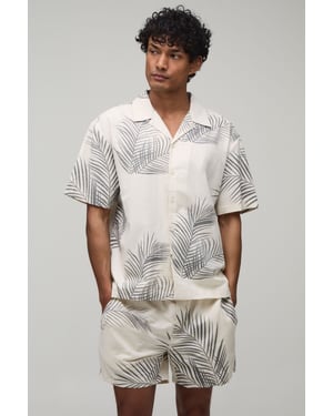 Oversized Palm Print Shirt and Short Set