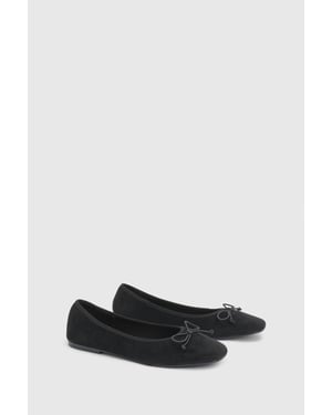 Beatrice Faux Suede Square Toe Ballet Pumps
