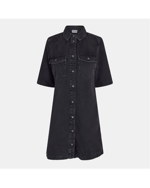 Women's Noisy May Short Sleeve Mini Denim Shirt Dress in Black