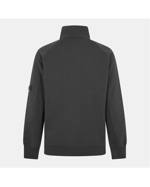 Men's C.P. Company Lens Quarter Zip Fleece Top in Dark Shadow 978