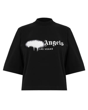Women's Palm Angels Palm Bear Crop Tee in Black Green