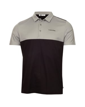 Men's Calvin Klein Golf Embroidered Lacoste Lettering Collared Polo Shirt in Blk-Sil