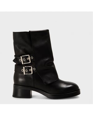 Women's Steve Madden Bonfire Trench Boots with Metallic Pattern in Black Lthr