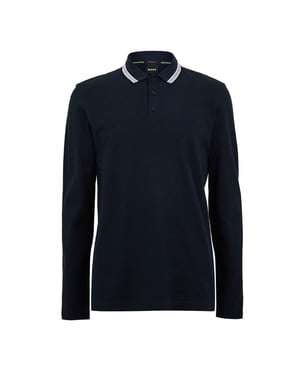 Men's Boss Hbg Plisy Long Sleeve Polo in Navy