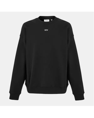 Men's Off White Skate Crew Neck Drop Shoulder Sweatshirt in Black-White