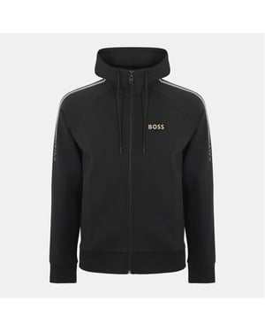 Men's Boss Zip Neck Raglan Sleeve Sweatshirt in Black