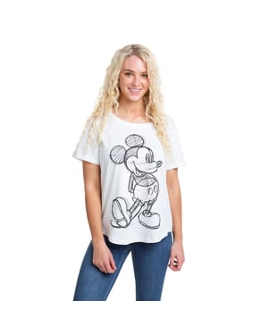 Women's Disney Mickey Mouse Rolled Cuff T-Shirt in White