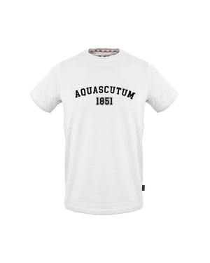 Men's Aquascutum Crew Neck Short Sleeve Regular Fit T-Shirt in White
