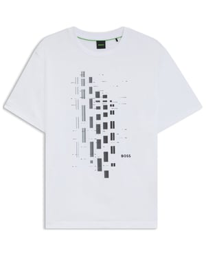 Men's Boss Hbg Grx Degradé Geometric Print T-Shirt in White