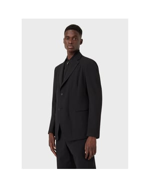 Men's Emporio Armani EA7 Longer Length Notched Neck Blazer in Black