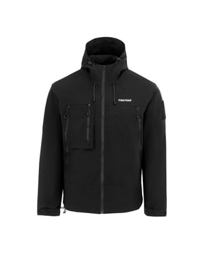 Men's Firetrap Windproof Hooded Long Sleeve Windbreaker in Black