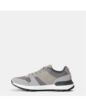 Men's Lambretta Echo 2 British Sailer Low Top Sneakers in Light Grey