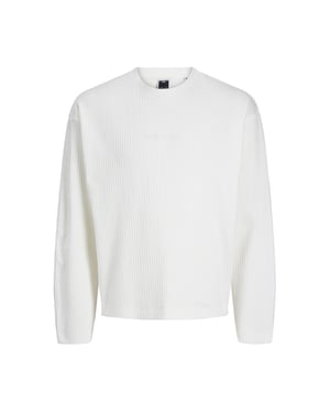 Men's Jack and Jones Crew Neck Relaxed Fit Sweater in Cloud Dancer