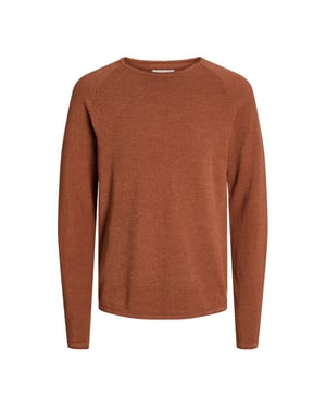 Men's Jack and Jones Regular Fit Long Sleeve Crew Neck Sweater in Mocha Bisque