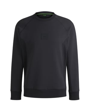 Men's Boss Crew Neck Raglan Sleeve Ribbed Collar Sweatshirt in Dark Blue